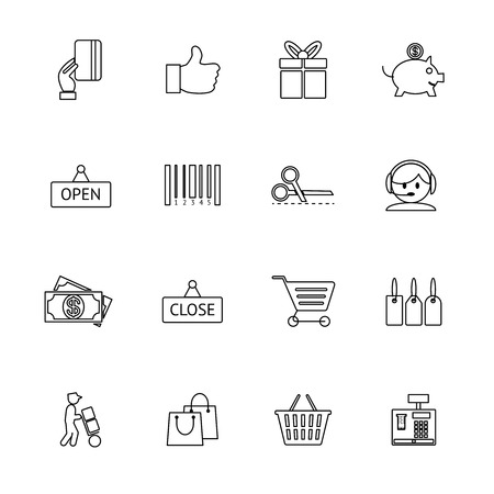 Vector thin and light purchase icons setのイラスト素材