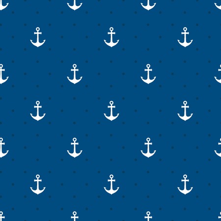 Vector blue anchors seamless pattern in a naurtical or marine themed background suitable for wallpaper or fabric  square formatのイラスト素材