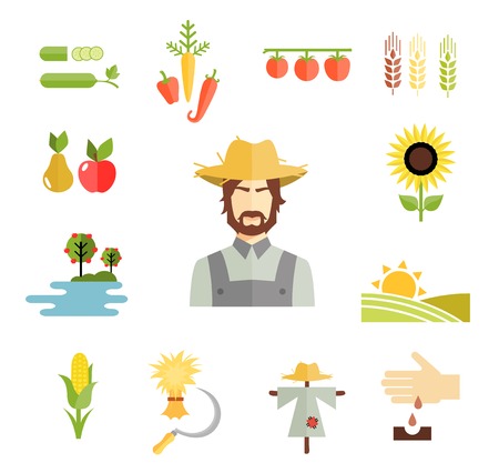 Farm icons for cultivating cropsのイラスト素材