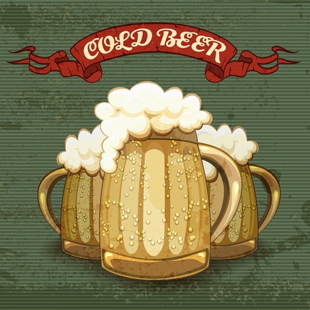 Retro style poster for Cold Beerのイラスト素材