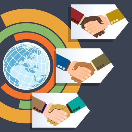 Worldwide multiethnic business handshakesのイラスト素材