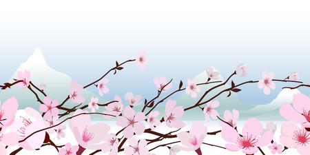 Delicate pink spring blossomのイラスト素材