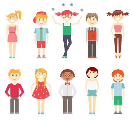 Small children in colorful clothesのイラスト素材