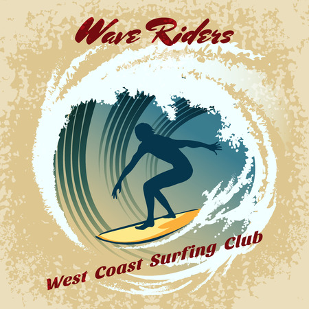Wave Riders vector surfing labelのイラスト素材