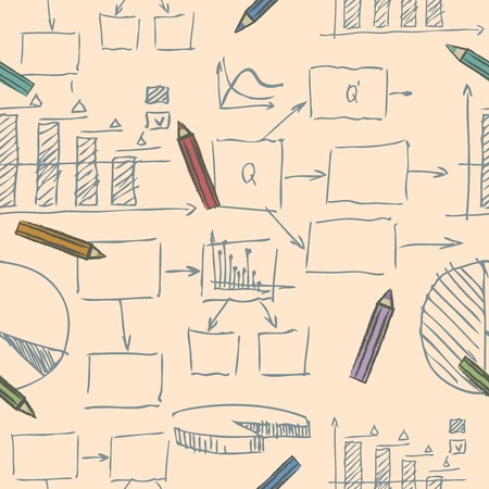 Business doodle sketch seamless patternのイラスト素材