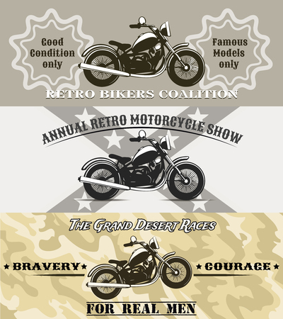 motorcycle bannersのイラスト素材