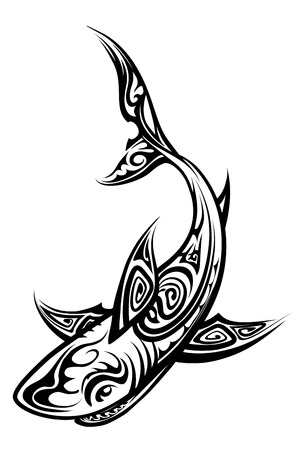 Vector Shark Polynesian Tattooのイラスト素材