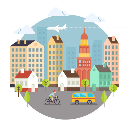 Beautiful Colored Vector City Street Design. Mostly used for Notebooks and Cardsのイラスト素材