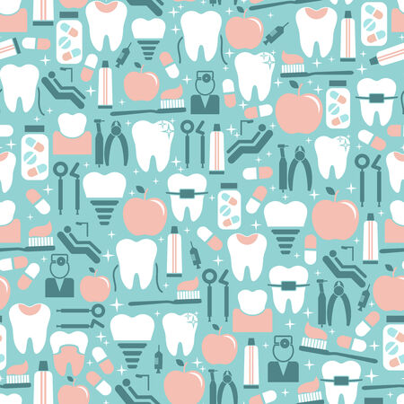 Dental Care Graphics on Blue Backgroundのイラスト素材