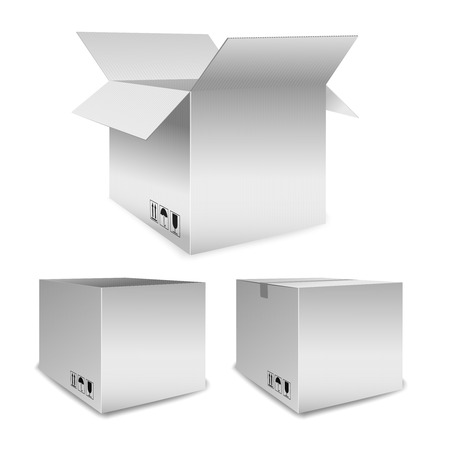 Set of vector packing boxes open and closedのイラスト素材