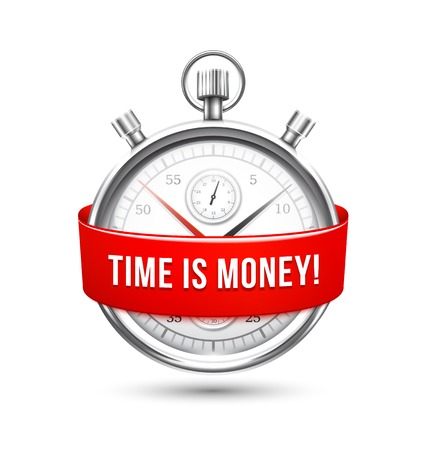 Stopwatch with Red Banner Stating Time is Moneyのイラスト素材