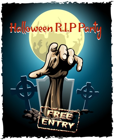 zombie party halloween posterのイラスト素材