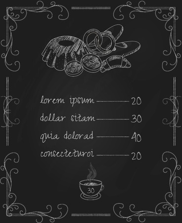 chalkboard bakery menuのイラスト素材