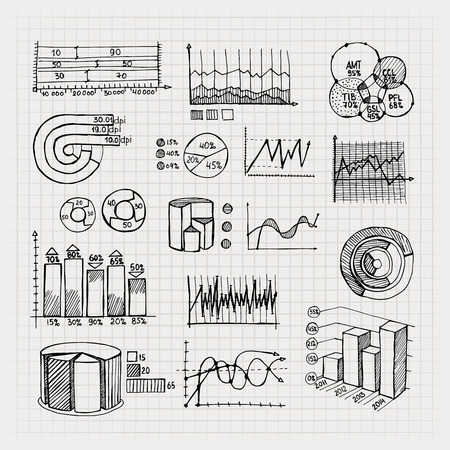 hand drawn business chartsのイラスト素材