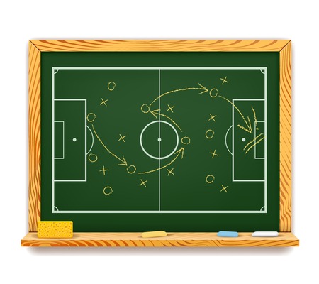 Blackboard showing a schematic plan for footballのイラスト素材