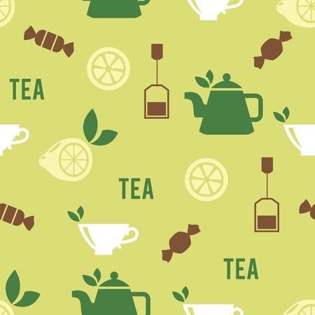 Tea Time Concept in Seamless Patternのイラスト素材