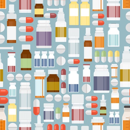 Pills and Drugs in Seamless Patternのイラスト素材