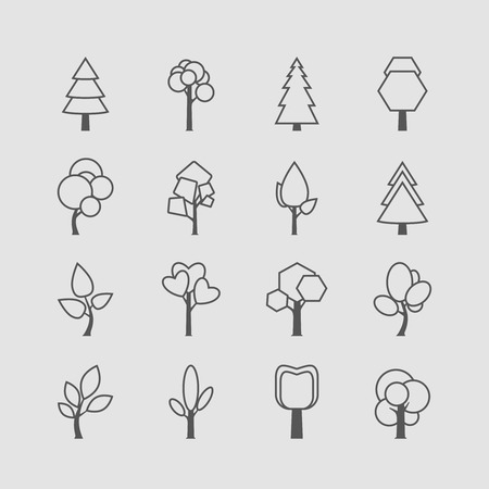 Assorted Outlined Tree Icon Setのイラスト素材