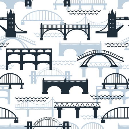 Seamless pattern of bridge silhouettesのイラスト素材
