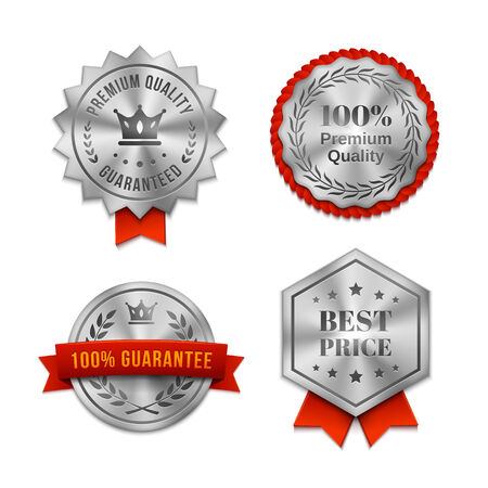 Silver metallic Quality badges or labelsのイラスト素材