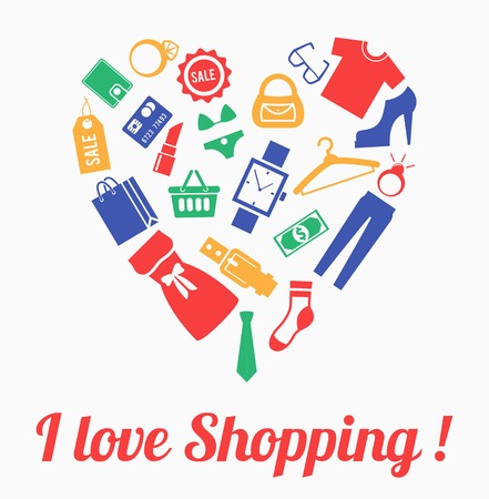 I love shopping elements in heartのイラスト素材