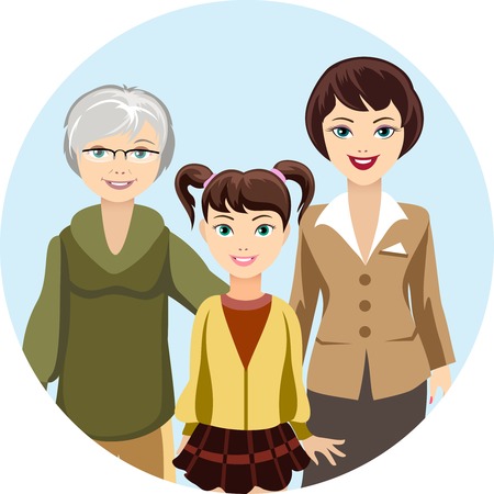 Cartooned Females in Different Agesのイラスト素材
