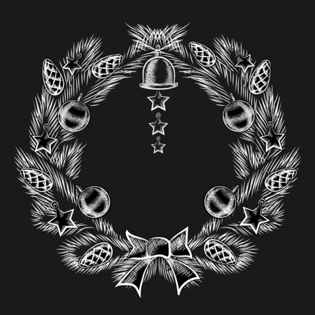 Attractive Chalkboard Christmas Wreath Designのイラスト素材