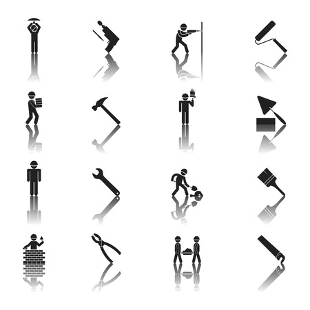 Construction worker iconsのイラスト素材