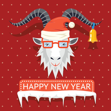 Happy New Year 2015 hipster goatのイラスト素材