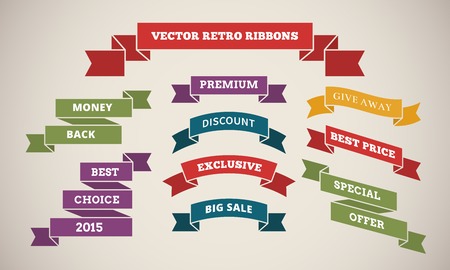 Vintage Ribbons for Marketing and Salesのイラスト素材