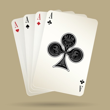 Four aces playing cards suit, winning poker handのイラスト素材