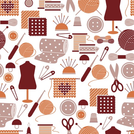 Sewing icons seamless patternのイラスト素材