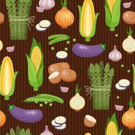 Asparagus, corn and peas seamless backgroundのイラスト素材