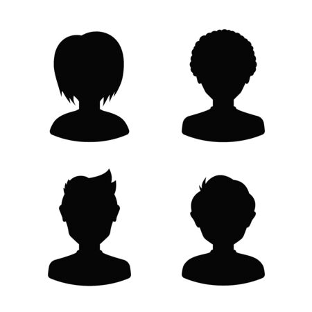Avatar profile silhouettes of young people, man and womanのイラスト素材