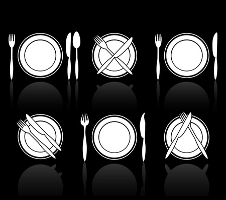 Fork, knife and spoon iconsのイラスト素材