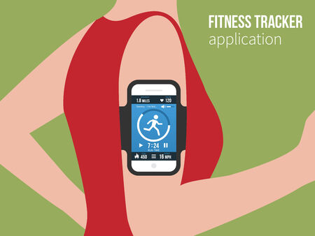 Sports or fitness tracking app for running peopleのイラスト素材