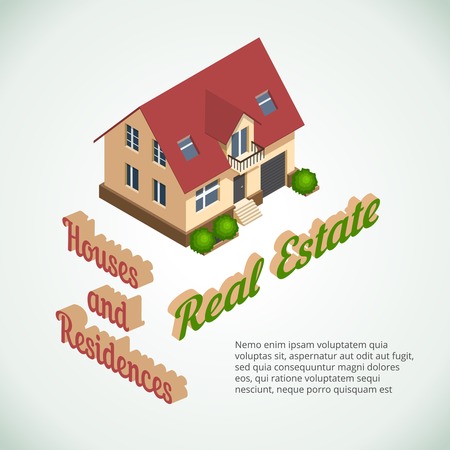 Vector flat 3d real estate posterのイラスト素材