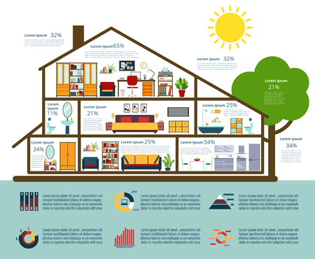 House infographics in flat styleのイラスト素材