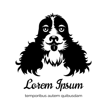 English cocker spaniel black dog logoのイラスト素材