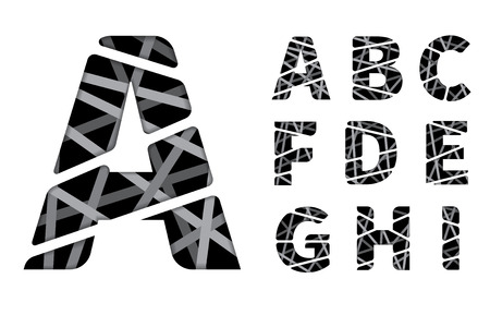 Alphabet of cut paper strips with shadowsのイラスト素材