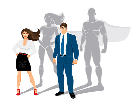 Businessman and business woman office superheroesのイラスト素材