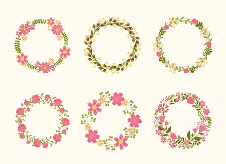 Cute vector wreath frames for wedding invitationsのイラスト素材