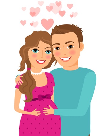 Couple in love. Pregnant woman with her husbandのイラスト素材