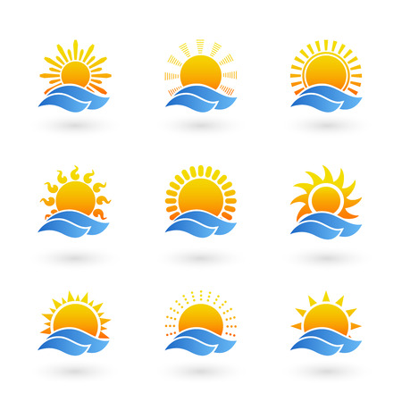 Sunrise or sunset iconsのイラスト素材