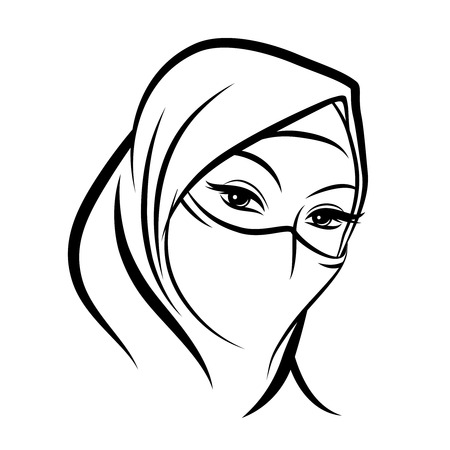 Arab muslim woman faceのイラスト素材