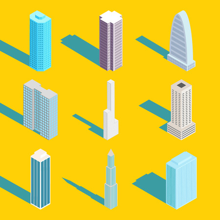 Skyscrapers, vector isometric city buildingsのイラスト素材
