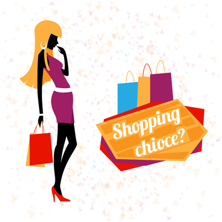 Vector young woman shoppingのイラスト素材
