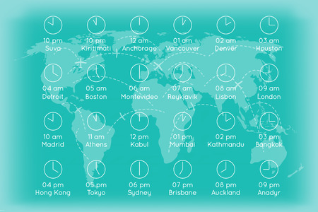 World map with time zones infographics backgroundのイラスト素材