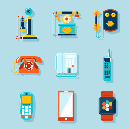 Flat phone iconsのイラスト素材