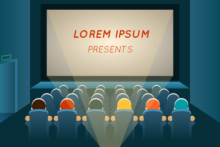 People watching film in cinemaのイラスト素材